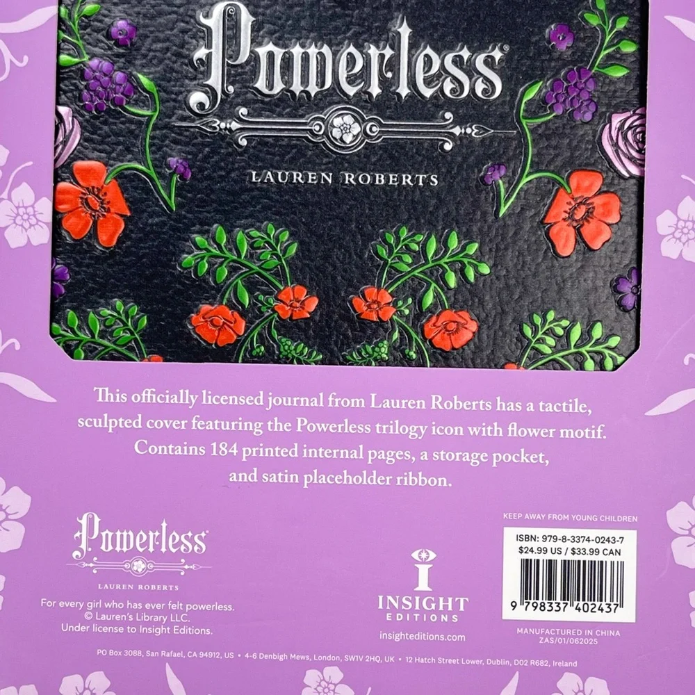 JOURNAL Lauren Roberts: Powerless Trilogy Sculpted Journal NEW